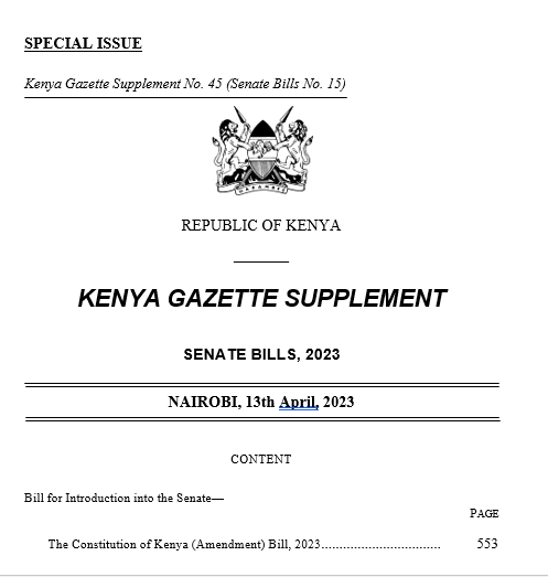The Constitution of Kenya (Amendment) Bill, 2023