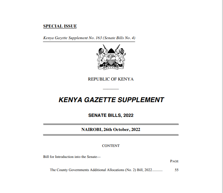 County Governments Additional Allocations (No. 2) Bill, 2022