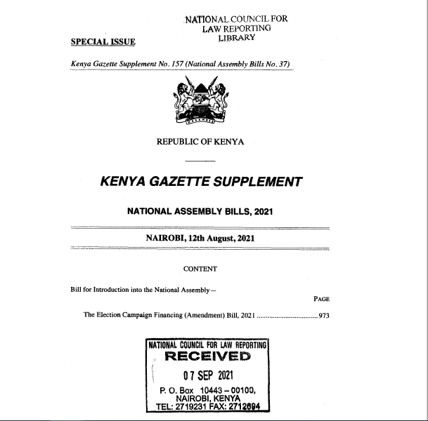 The Election Campaign Financing (Amendment) Bill, 2021