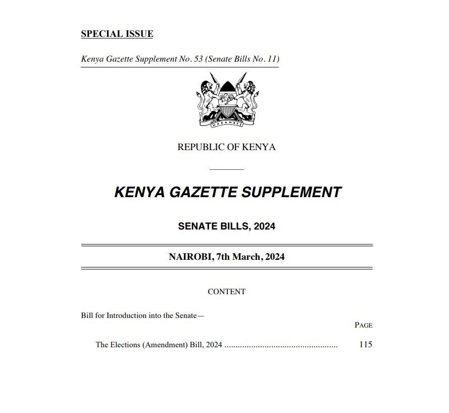 The Elections (Amendment) Bill, (Senate Bills No. 11 of 2024)