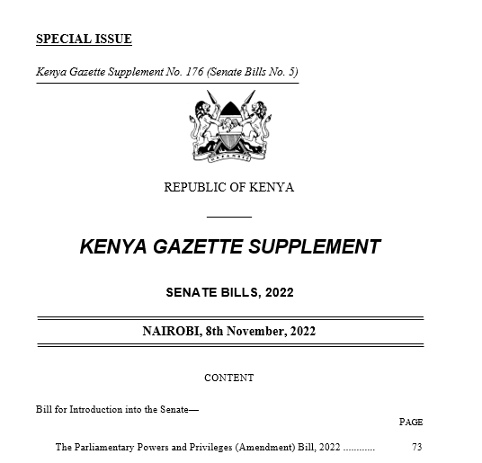 The Parliamentary Powers & Privileges (Amendment) Bill, 2022 --