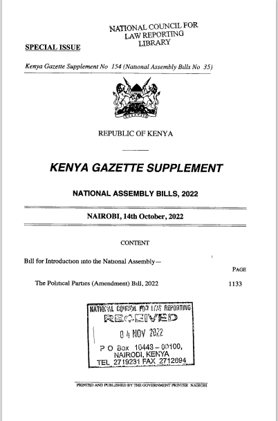 The Political Parties (Amendment) Bill, 2022