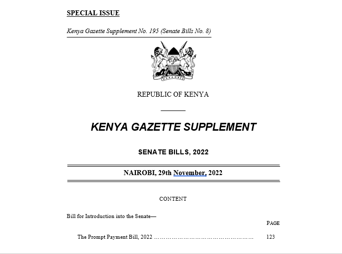 The Prompt Payment Bill, 2022