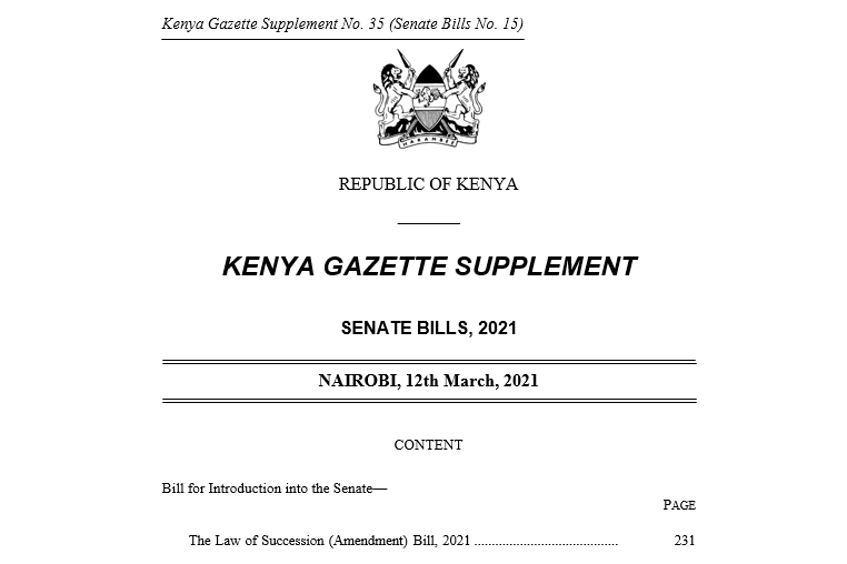 The Law of Succession (Amendment) Bill, 2021